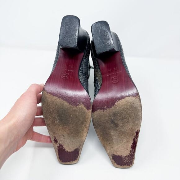 Vintage Y2K Nine West Gray Snake Print Leather Ankle Booties Women's 10 Side Zip - Picture 8 of 11